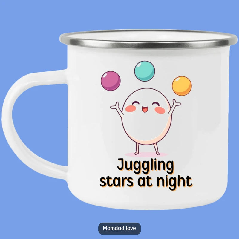 Funny Juggling Character Camping Mug: Skillful Sips Outdoors, a Hilarious Gift