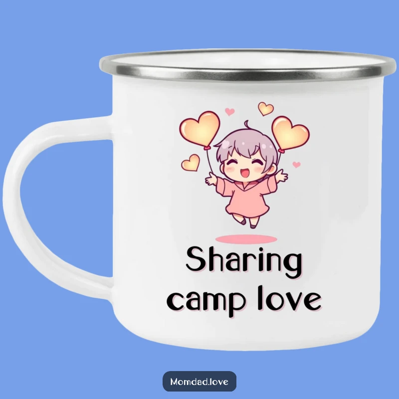 Funny Enamel Mug: Juggling Hearts Outdoor Love