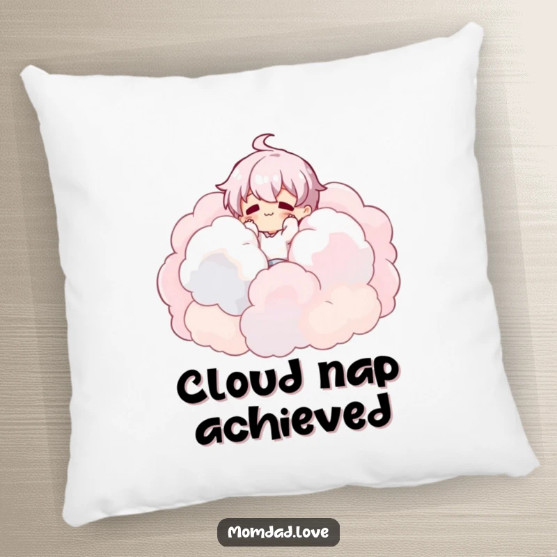 Funny Pillow: Character tumbling into soft clouds, offering plush comfort and a humorous, dreamy aesthetic.