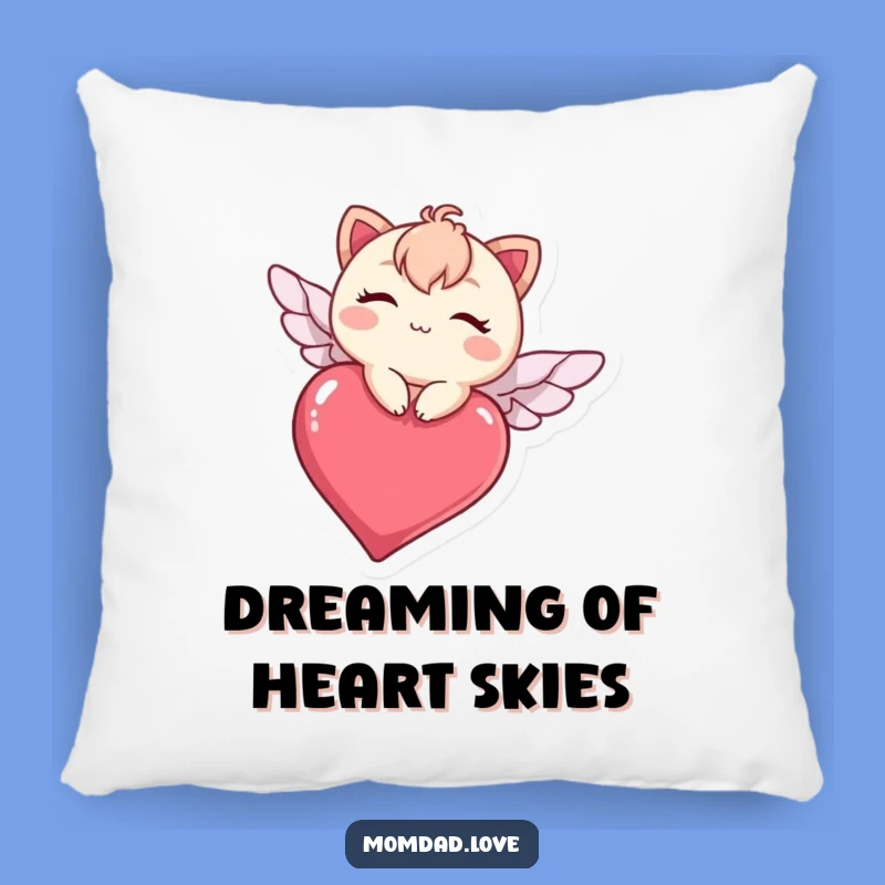 Funny Kawaii Heart Flight Pillow - Cute Winking Character Throw Pillow Gift