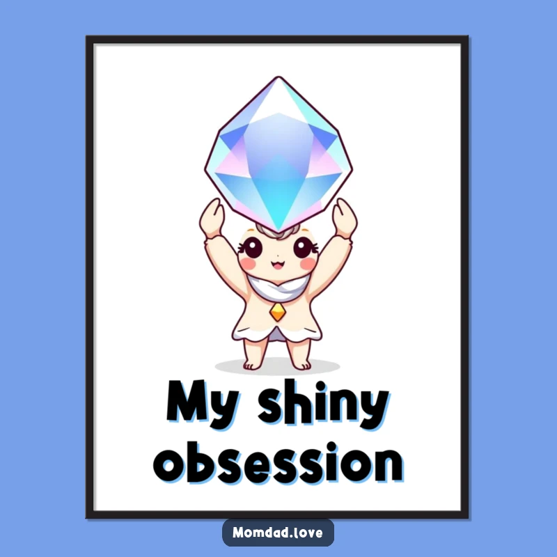 Funny Digital Art Print: Charming Character's Gem Glory, Stunning Funny Gift!