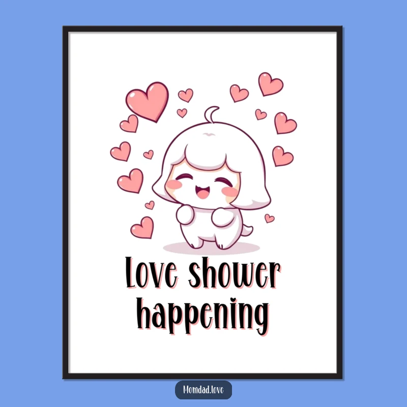 Funny Kawaii Giggling Hearts Digital Art - Joyful Character Printable Gift