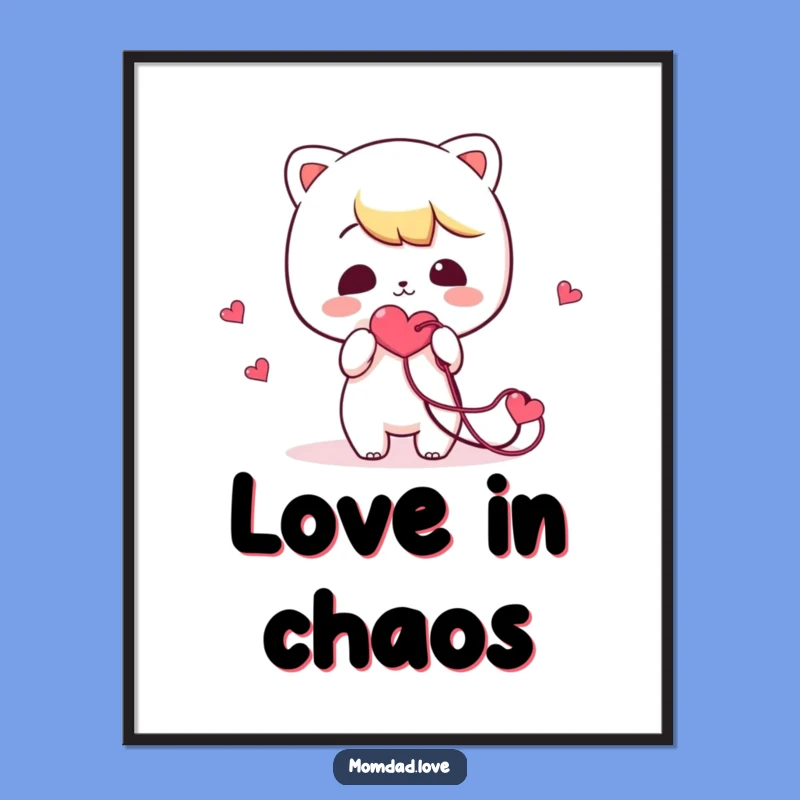 Funny Tangled Heart Digital Art: Kawaii Character Print, Instant Charm, Perfect Funny Gift