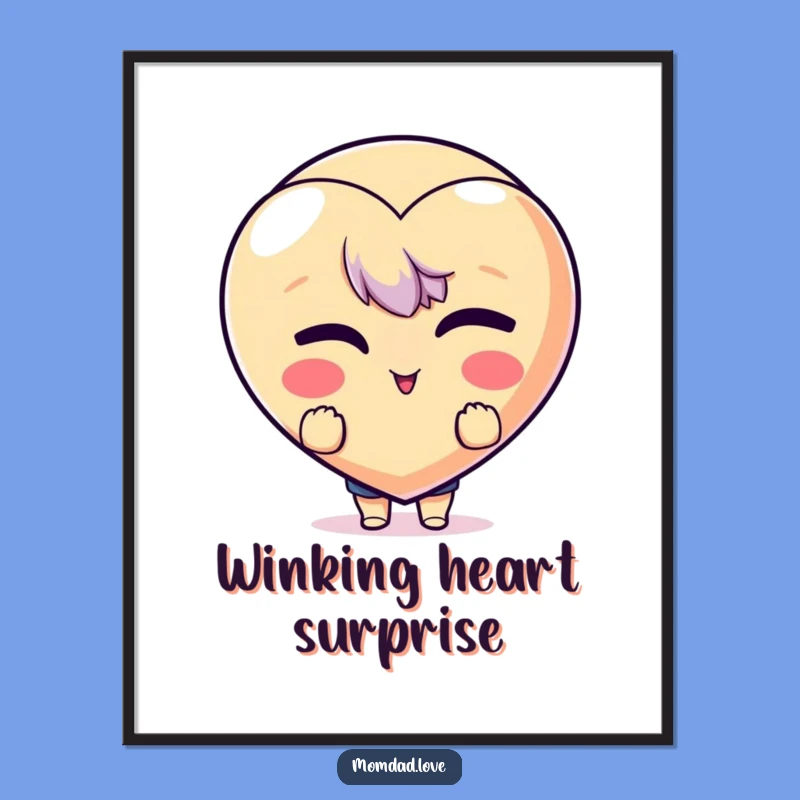 Funny Winking Heart Digital Art - Instant Download for Playful Decor