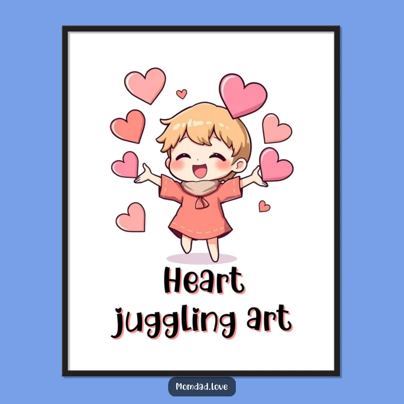 Funny Heart Juggling Digital Art - Instant Download for Playful Decor