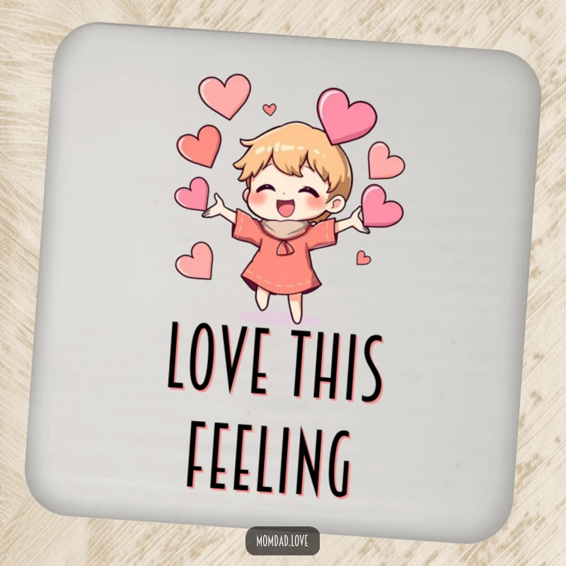 Funny Coasters: Set features a character juggling hearts, protecting tables with a dose of humor, perfect funny gift.