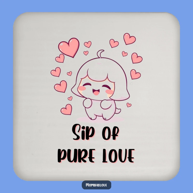 Funny Kawaii Giggling Hearts Drink Coaster - Cute Character Protection Gift