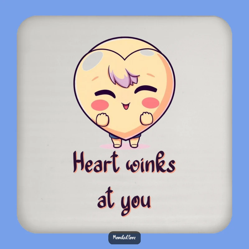 Funny Winking Heart Coasters - Protect Surfaces with Emoji Fun
