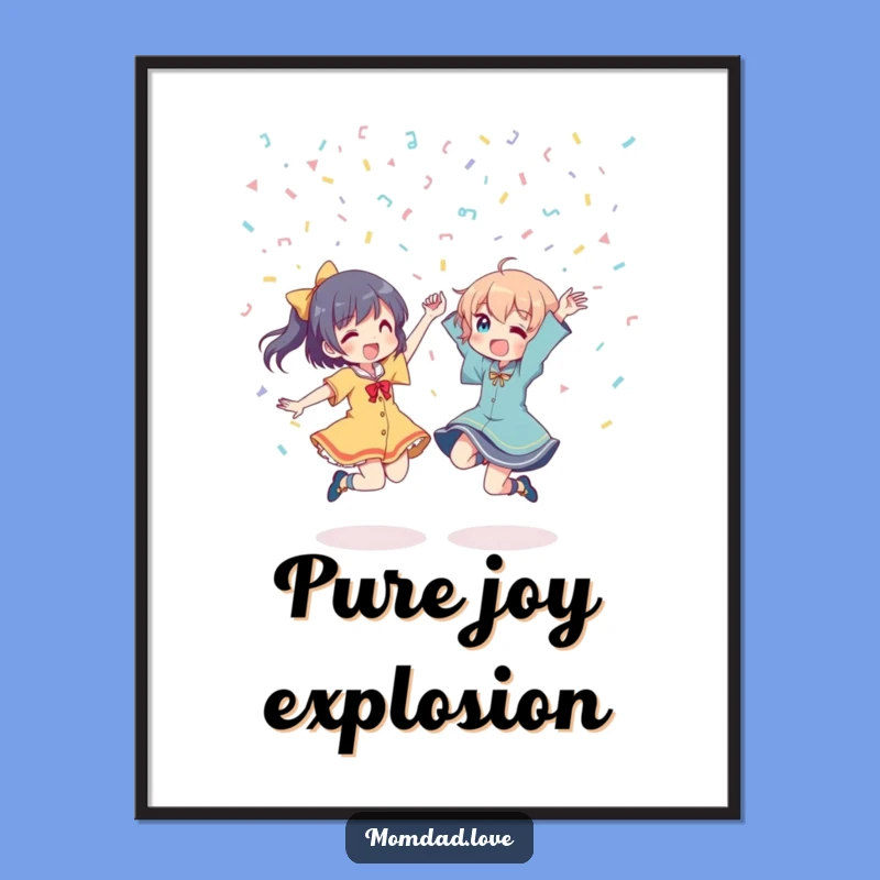 Funny Anime Dance Party Poster: Energetic Confetti Vibes, Unique Gift for Festivity Lovers