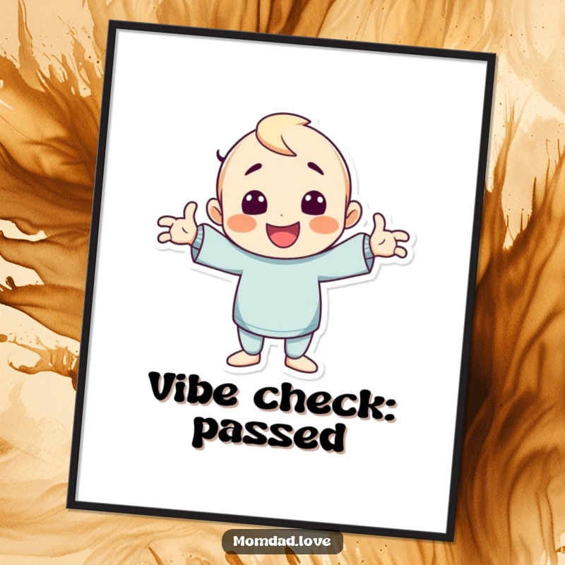 Funny poster illustration of a character striking an over-the-top, goofy pose with arms enthusiastically outstretched, radiating pure fun.