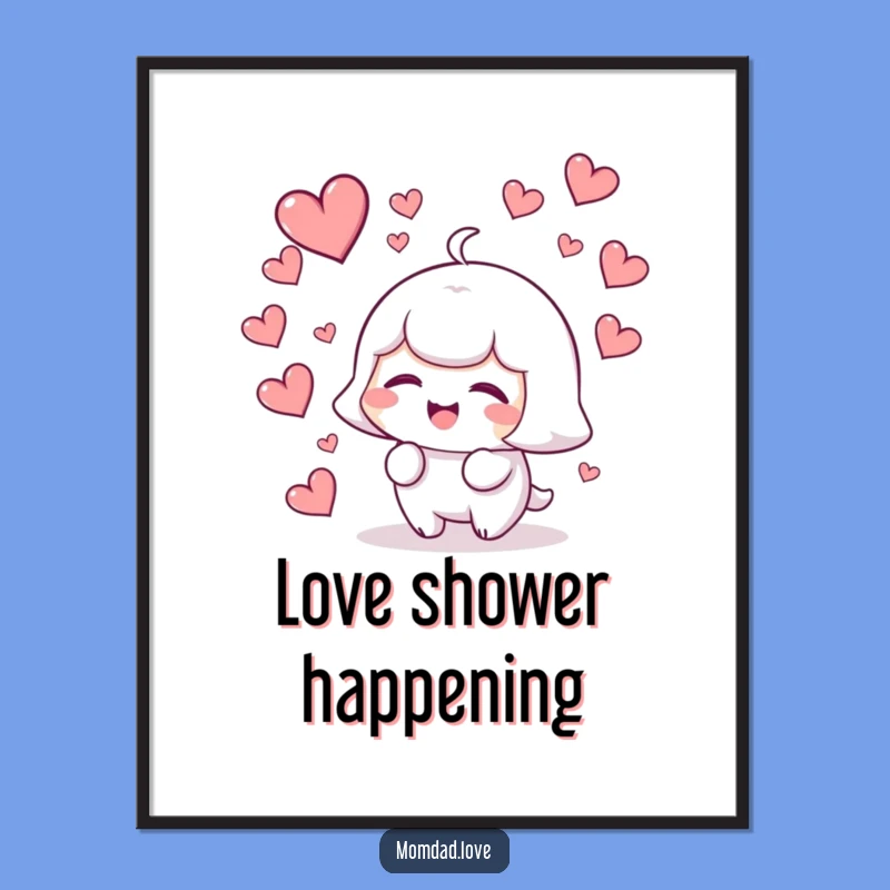 Funny Kawaii Giggling Hearts Poster - Joyful Character Love Art Gift