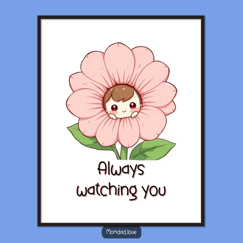 Funny Wall Art Poster: Curious Character's Floral Friend, Ideal Funny Gift!