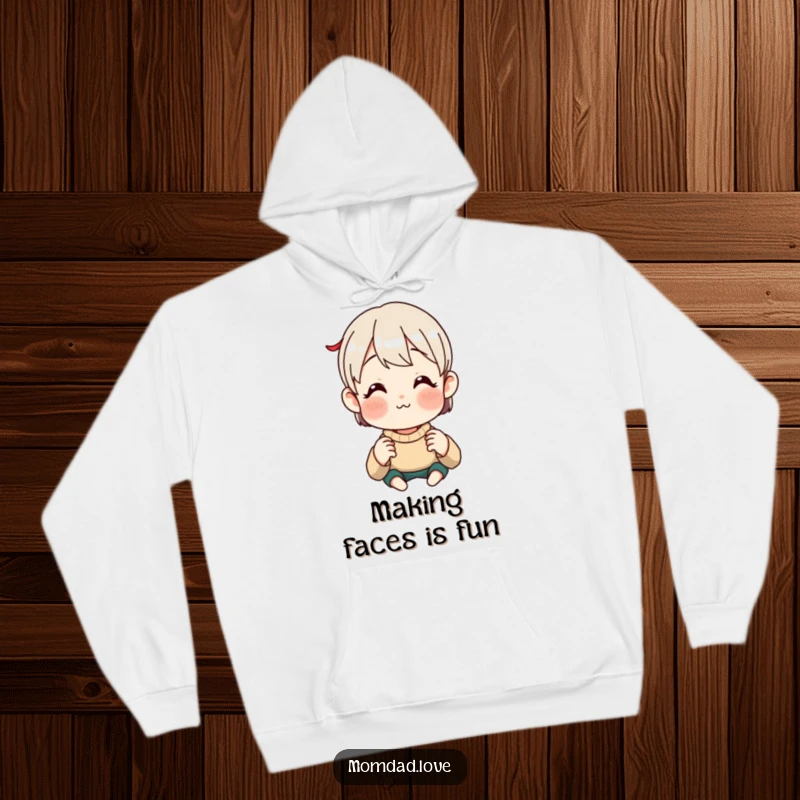 Funny Hoodie featuring an anime style parent making a comical, funny face, offering warmth and a source of amusement.