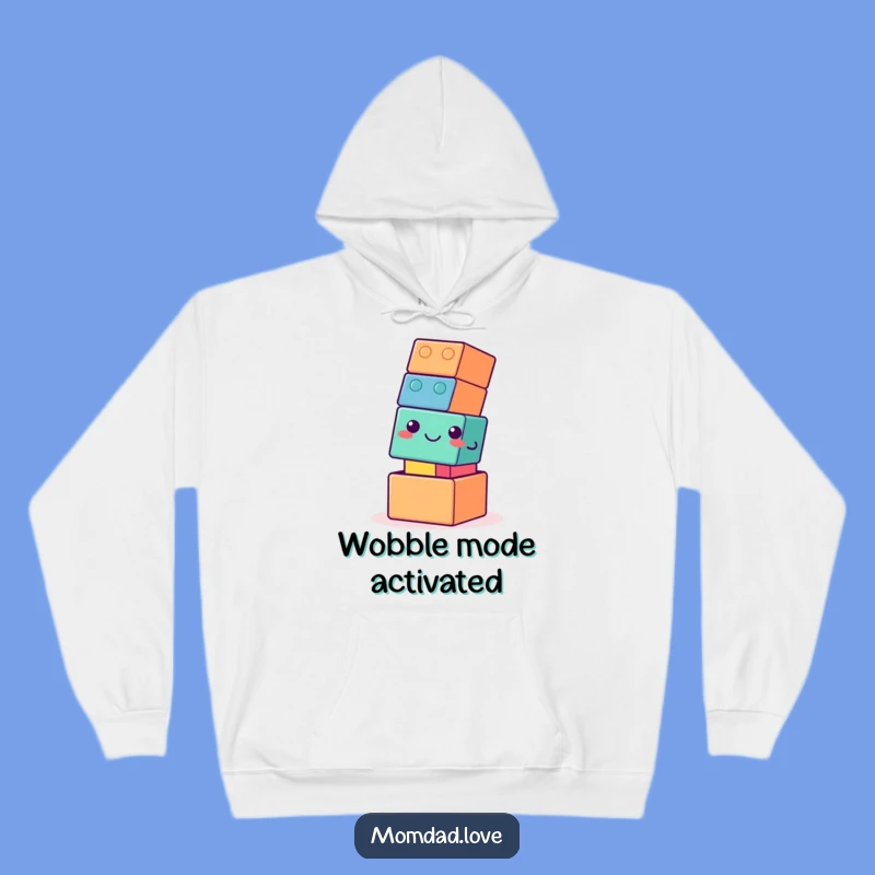 Funny Cozy Hoodie - Wobbly Building Block Tower Comfort & Laughs
