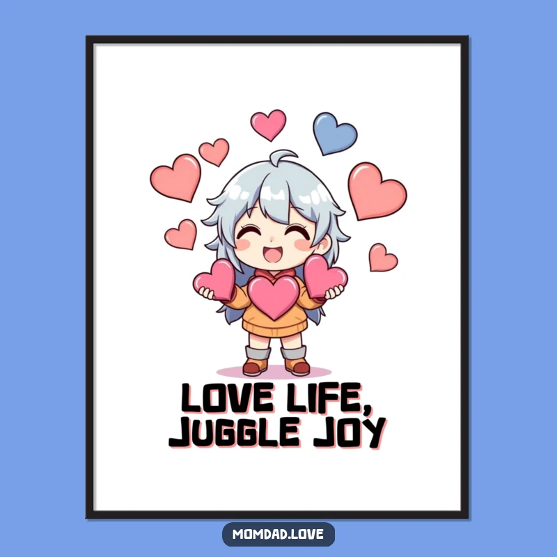 Free Printable Wall Art: Anime Heart Juggler, Funny Downloadable Art for Lovers Decor