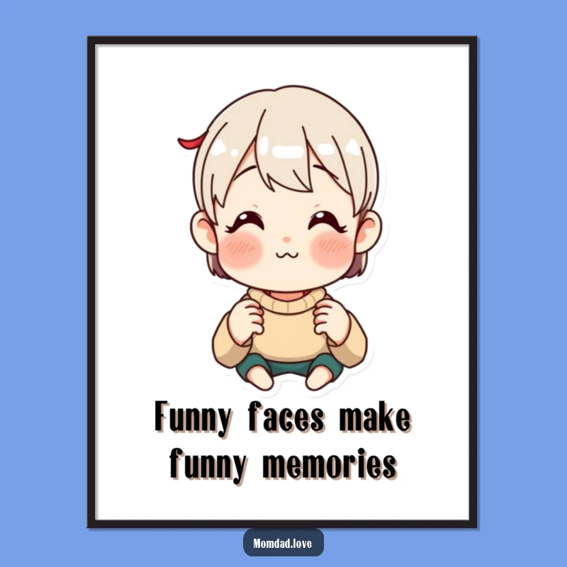 Free Printable Wall Art: Funny Face Parent, Anime Style, Downloadable Art for Kids Room