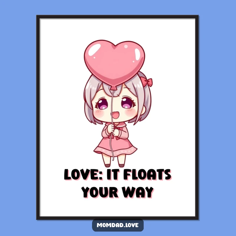 Funny Free Printable Wall Art: Anime Heart Balloon Joy - Downloadable Decor!