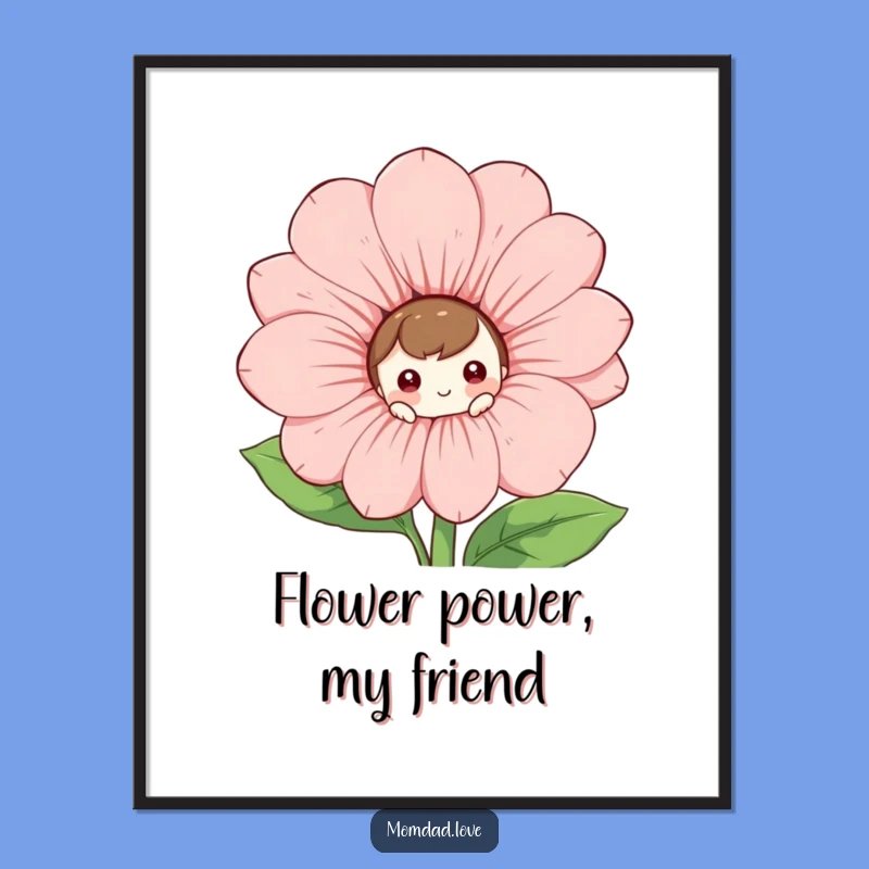 Funny Free Printable Wall Art: Curious Flower Peeker, Whimsical Downloadable Decor for Playful Spaces