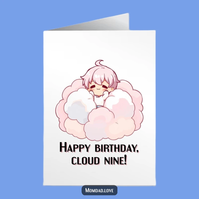 Free Printable Birthday Card: Cloud Tumbler Character, Funny Downloadable Gift for a Dreamy Year
