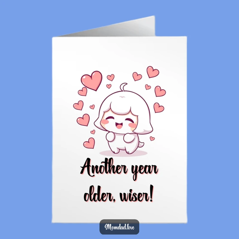Free Printable Kawaii Hearts Card - Funny Birthday Downloadable Gift