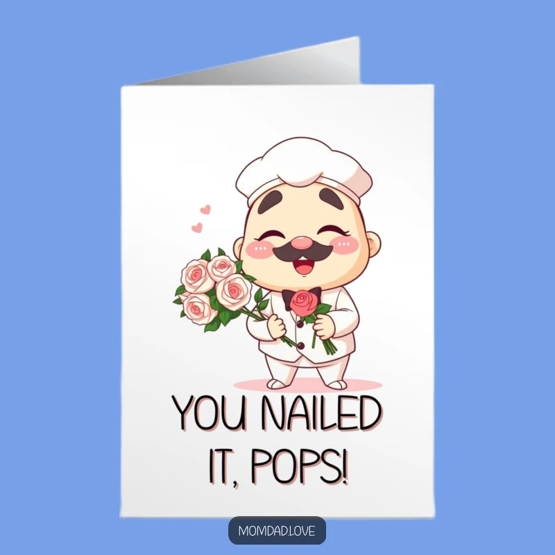 Free Printable Congrats Card - Anime Papa Winking Bouquet Downloadable Gift