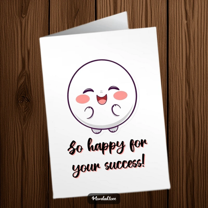 Funny Free Printable Congratulations Card: A bubbly character with dots for cheeks giggles, shaking with laughter, celebrating achievements with delight.