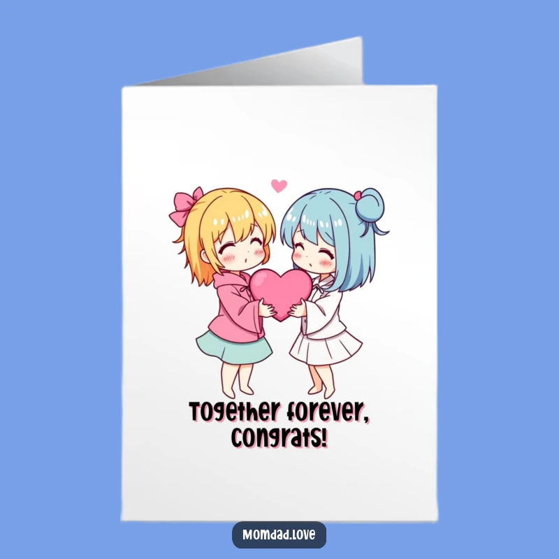 Free Printable Congrats Card - Anime Couple Hearts Downloadable Gift