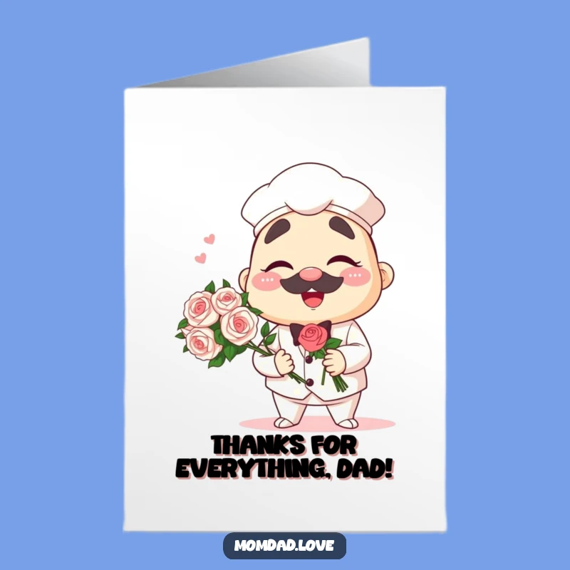 Free Printable Thank You Card - Anime Papa Winking Bouquet Downloadable Gift