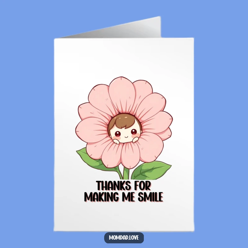 Free Printable Thank You Card: Funny Flower Peeker, Sweet Downloadable Gift for Appreciation