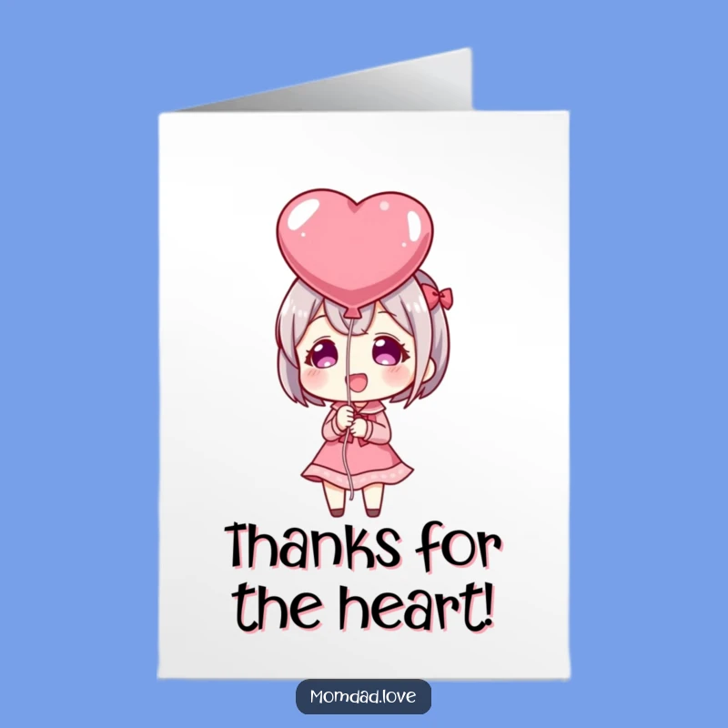 Free Printable Thank You Card: Anime Heart Balloon Gratitude - Print Now!