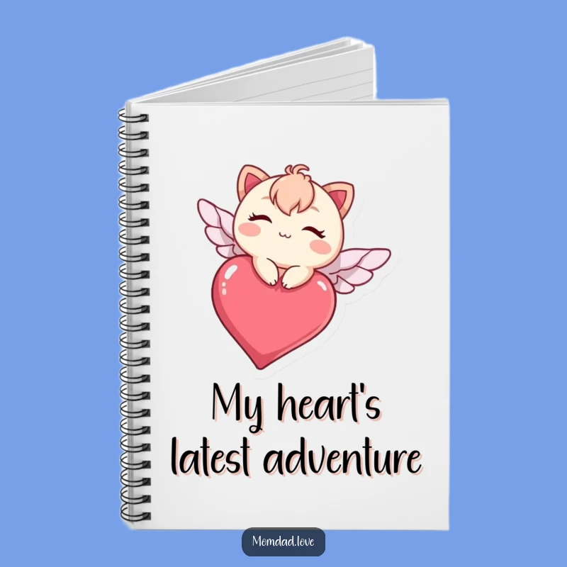 Funny Kawaii Heart Flight Notebook - Witty Winking Character Journal Gift
