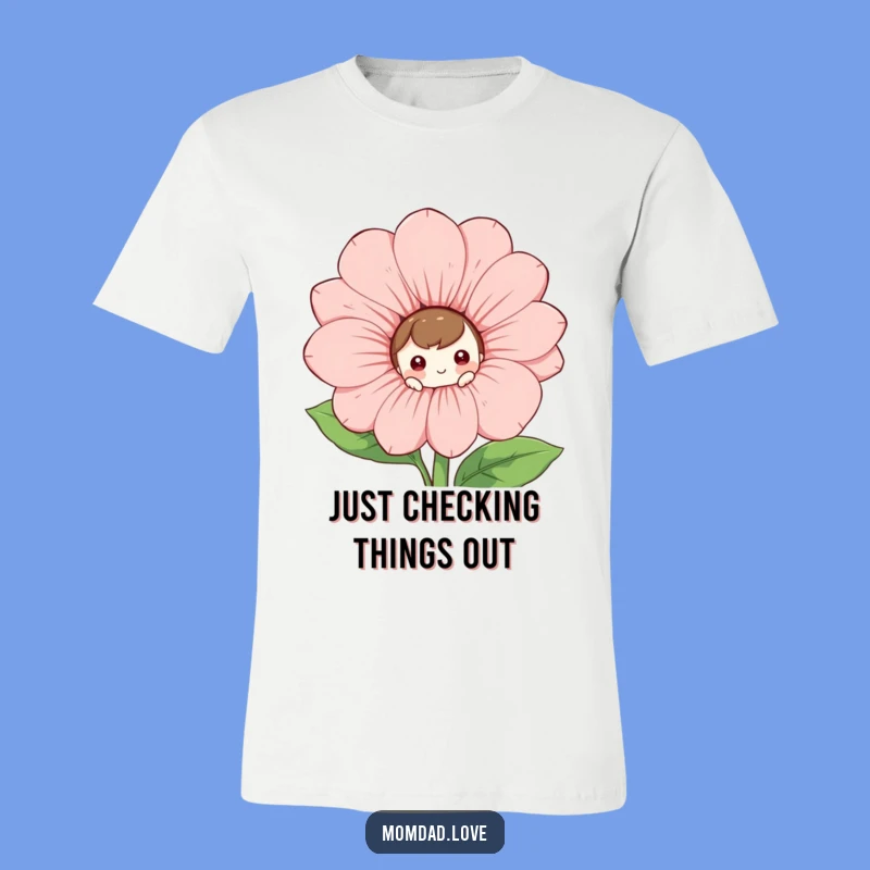 Funny Flower Peek T-Shirt: Curious Character's Hidden Smile, Hilarious Funny Gift!