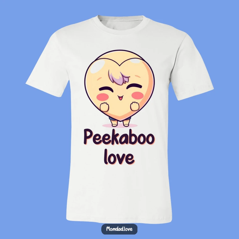 Funny Peek-a-Boo Heart Tee - Winking Emoji Character Shirt