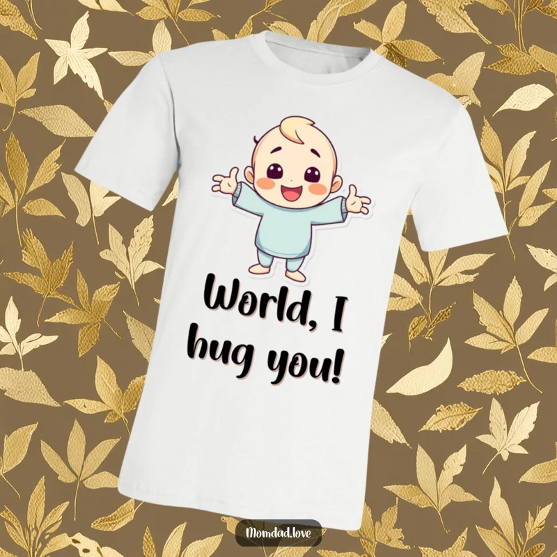 Funny T-shirt featuring a lively character performing an exaggerated, goofy pose with arms flung wide, radiating pure, unadulterated silliness.