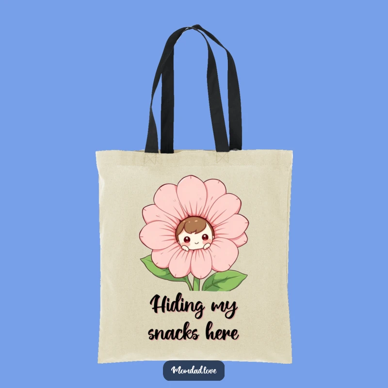 Funny Canvas Tote: Curious Character's Floral Surprise, Perfect Funny Gift!